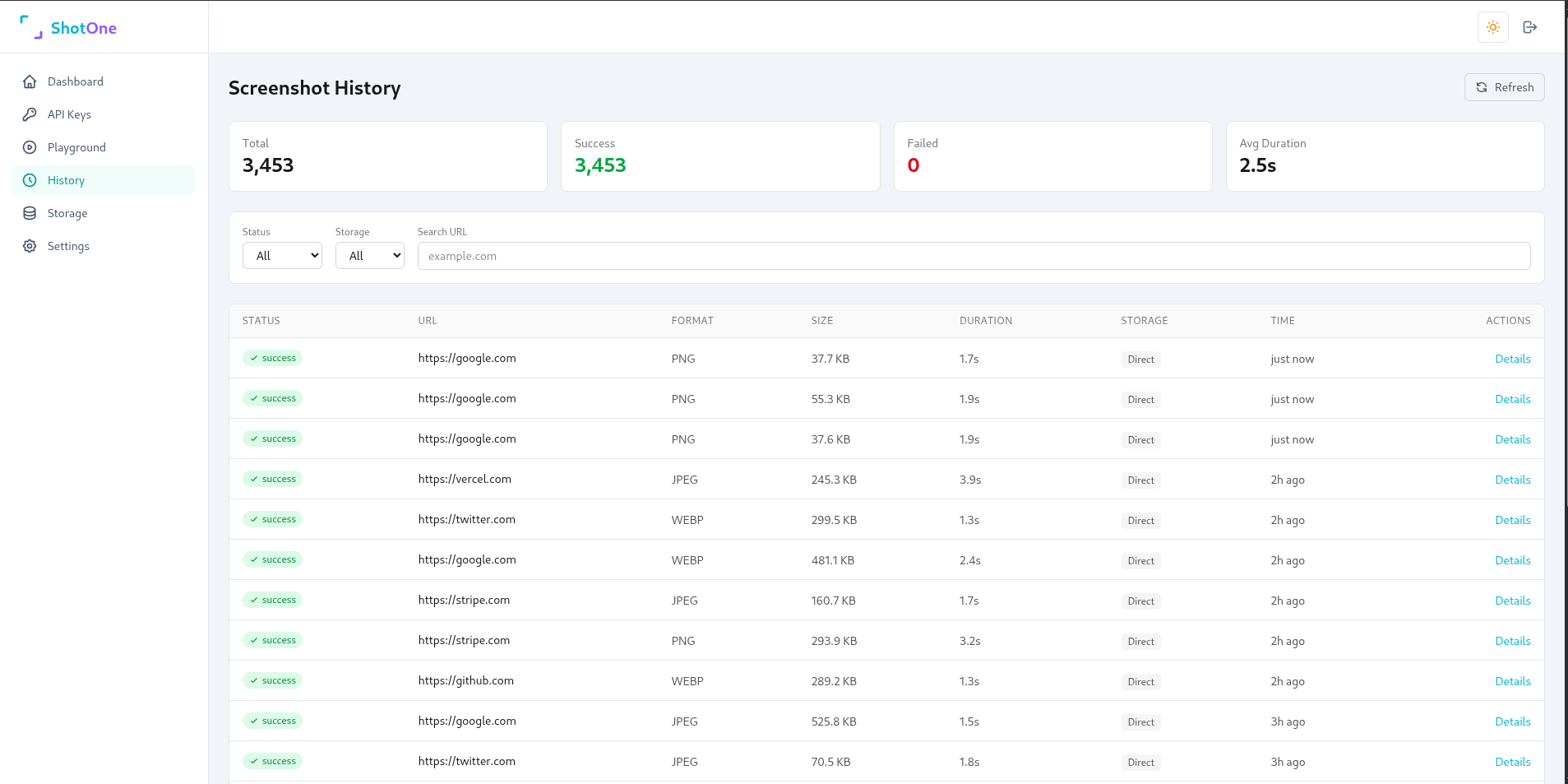 Screenshot History - View all your past screenshots with filters and search. Download or re-capture.